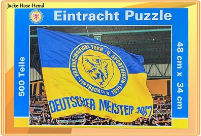 Puzzle 500 Teile Eintracht Braunschweig Fahne Deutscher Meister 1967 Gelb Löwe NEU