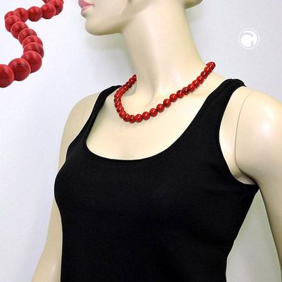 Kette 12mm Kunststoffperlen rot-schwarz-marmoriert 50cm