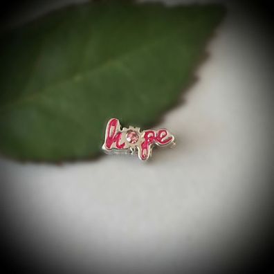 Floating-Charm-Einleger "HOPE"; Strass rosa - PS-CH0141