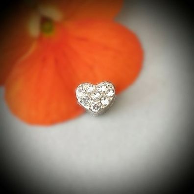 Floating-Charm-Einleger Herz, Strass weiß - PS-CH0107