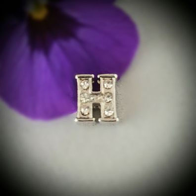 Floating-Charm-Einleger Buchstabe "H", Strass weiß - PS-CH0010