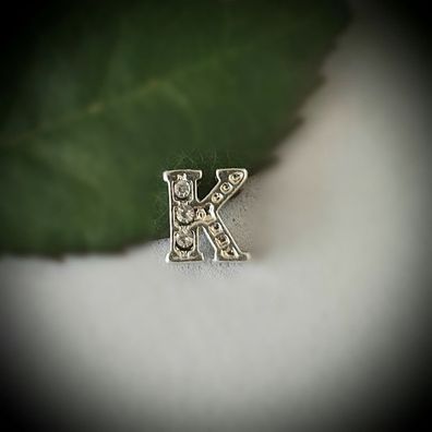 Floating-Charm-Einleger Buchstabe "K", Strass weiß - PS-CH0013