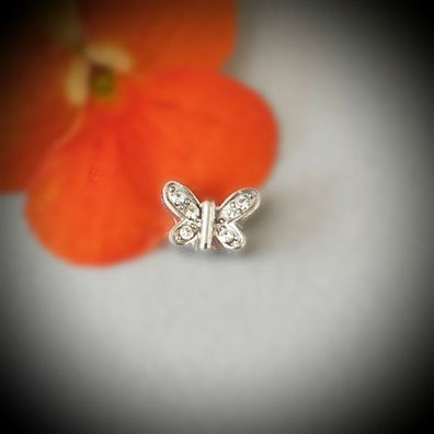 Floating-Charm-Einleger Schmetterling, Strass weiß - PS-CH0152