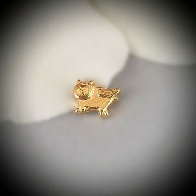 Floating-Charm-Einleger Schwein, vergoldet - PS-CH4036