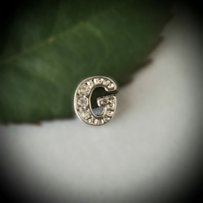 Floating-Charm-Einleger Buchstabe "G", Strass weiß - PS-CH0009