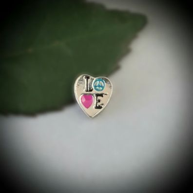 Floating-Charm-Einleger "Love", Herz - PS-CH0077