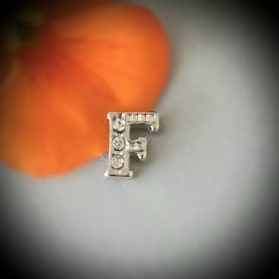 Floating-Charm-Einleger Buchstabe "F", Strass weiß - PS-CH0008