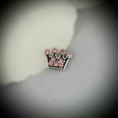 Floating-Charm-Einleger Krone, Strass rosa - PS-CH0068