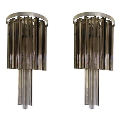Set of Two Belt Italian "Triedro" Wall Sconces in Mid-Century Modern Style