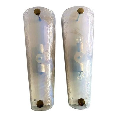 Italian Opalino Murano Glass Wall Sconces in Mid-Century Modern Style