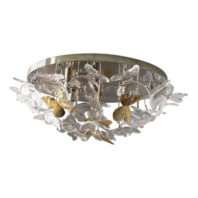 New Contemporary Brass and Murano Glass Butterfly Flush-Mount by SimoEng