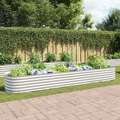 vidaXL Garten-Hochbeet 400 x 80 x 44 cm Verzinkter Stahl Silbern