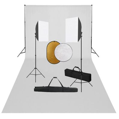 vidaXL Fotostudio-Set mit Softboxen, Hintergrundsystem und Reflektor