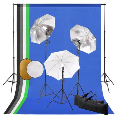 vidaXL Fotostudio-Set mit Leuchten, Schirmen, Hintergrund, Reflektor