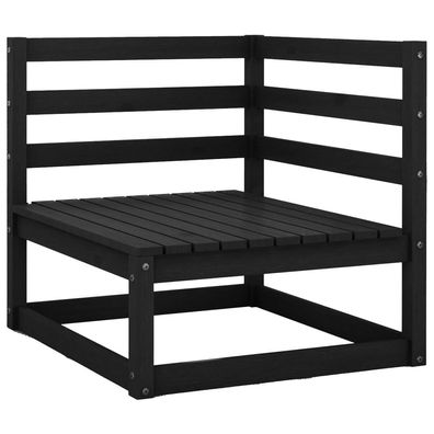 vidaXL Garten-Ecksofa Schwarz Massivholz Kiefer