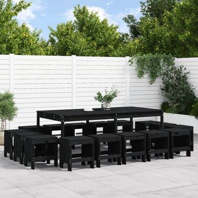 vidaXL 17-tlg. Garten-Essgruppe Schwarz Massivholz Kiefer