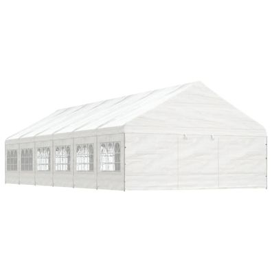 vidaXL Pavillon mit Dach Weiß 13,38x5,88x3,75 m Polyethylen