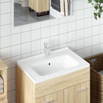 vidaXL Waschbecken Weiß 61x48x19,5 cm Rechteckig Keramik