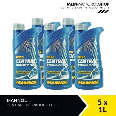 Mannol Central Hydraulic Fluid Hydrauliköl Servolenkungsöl 5x1 Liter