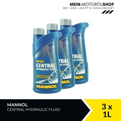 Mannol Central Hydraulic Fluid Hydrauliköl Servolenkungsöl 3x1 Liter