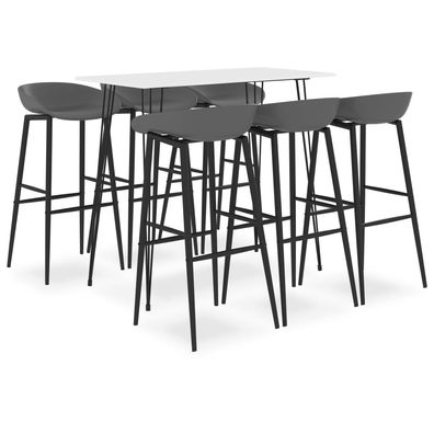 vidaXL 7-tlg. Bar-Set Weiß und Grau