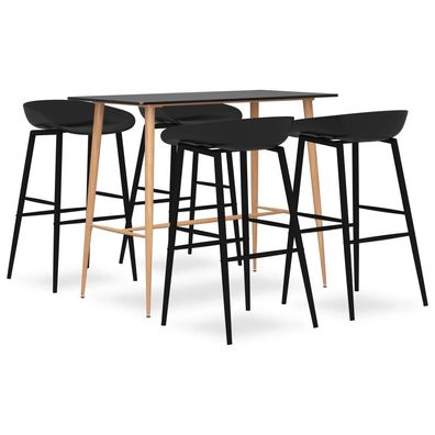 vidaXL 5-tlg. Bar-Set Schwarz