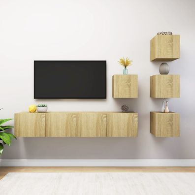 vidaXL 6-tlg. TV-Schrank-Set Sonoma-Eiche Holzwerkstoff