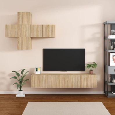 vidaXL 7-tlg. TV-Schrank-Set Sonoma-Eiche Holzwerkstoff