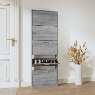 vidaXL Schuhschrank Grau Sonoma 59x17x169 cm Holzwerkstoff