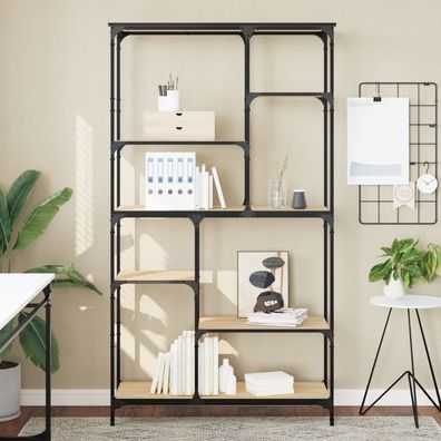 vidaXL Bücherregal Sonoma-Eiche 99x35,5x176 cm Holzwerkstoff und Stahl