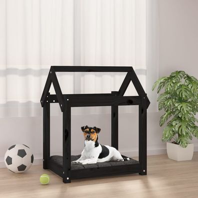 vidaXL Hundebett Schwarz 61x50x70 cm Massivholz Kiefer