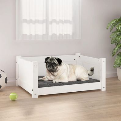 vidaXL Hundebett Weiß 65,5x50,5x28 cm Massivholz Kiefer