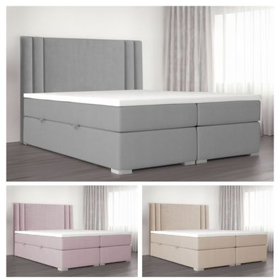 Bett Doppelbett Boxspringbett BEST mit Bonell-Matratze + 2 Bettkästen , H3