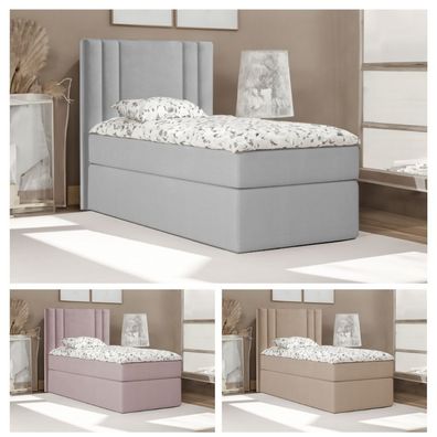 Bett Einzelbett Boxspringbett BEST MINI mit Bonell-Matratze + Bettkästen