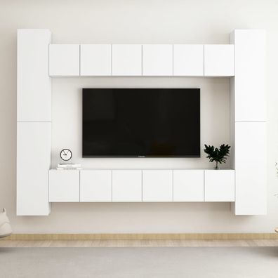 vidaXL 10-tlg. TV-Schrank-Set Weiß Holzwerkstoff