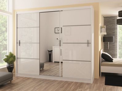 Vitsa kleiderschrank 250 cm Schrank mit Spiegel Kleiderstange Regal Garderobenschrank