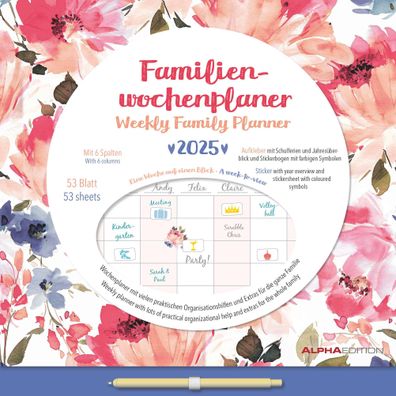 Familien Wochenkalender Flowers 2025 - Familienplaner 2025