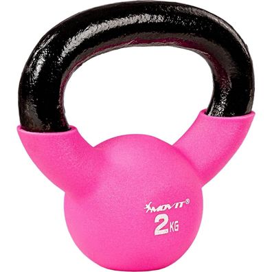 Movit® Kettlebell 2 kg Gusseisen Kugelhantel Schwunghantel Kugelgewicht Neopren