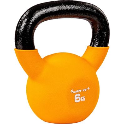 Movit® Kettlebell 6 kg Gusseisen Kugelhantel Schwunghantel Kugelgewicht Neopren