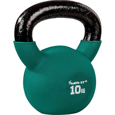 Movit® Kettlebell 10 kg Gusseisen Kugelhantel Schwunghantel Kugelgewicht Neopren