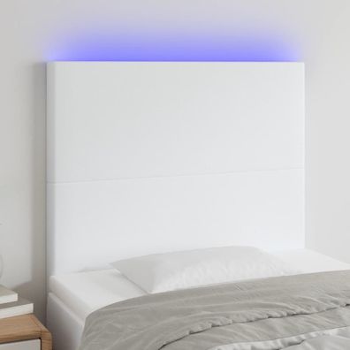 vidaXL LED Kopfteil Weiß 90x5x118/128 cm Kunstleder