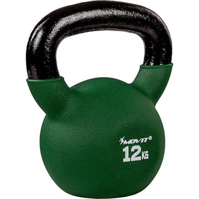 Movit® Kettlebell 12 kg Gusseisen Kugelhantel Schwunghantel Kugelgewicht Neopren