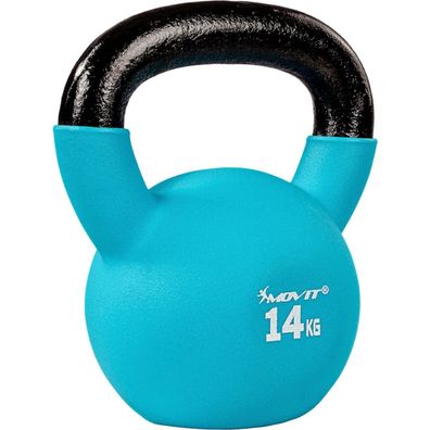 Movit® Kettlebell 14 kg Gusseisen Kugelhantel Schwunghantel Kugelgewicht Neopren