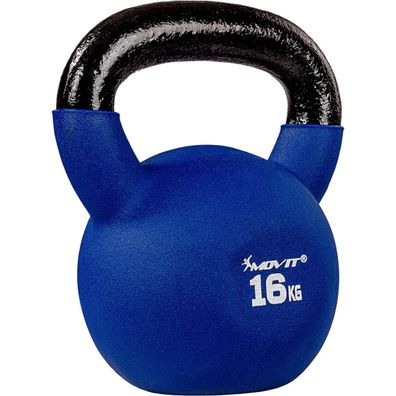 Movit® Kettlebell 16 kg Gusseisen Kugelhantel Schwunghantel Kugelgewicht Neopren