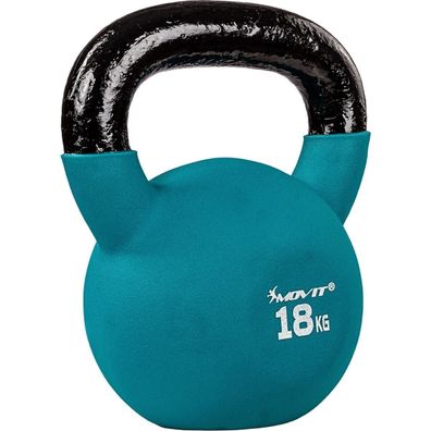 Movit® Kettlebell 18 kg Gusseisen Kugelhantel Schwunghantel Kugelgewicht Neopren