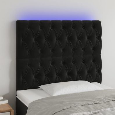 vidaXL LED Kopfteil Schwarz 90x7x118/128 cm Samt