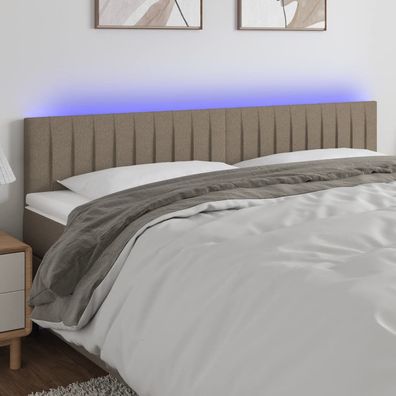 vidaXL LED Kopfteil Taupe 180x5x78/88 cm Stoff