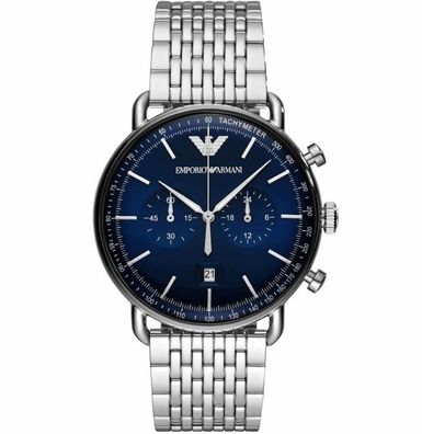 Emporio Armani AR11238 Aviator 43mm Blau Herrenuhr NEU