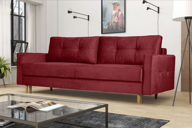 Modernes Sofa Floro - 3-Sitzer mit Schlaffunktion Rot