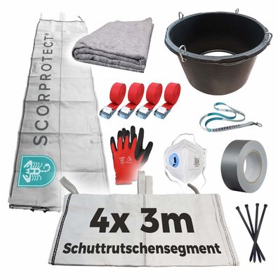 Schuttrutsche Bauschuttrutsche 12 m flexibel mit Einfülltrichter, Packdecke und Zubeh